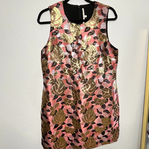 RACHEL Rachel Roy Dresses & Skirts - Rachel Roy Size 12 Pink With Metallic Brocade Floral Sheath Cocktail Dress